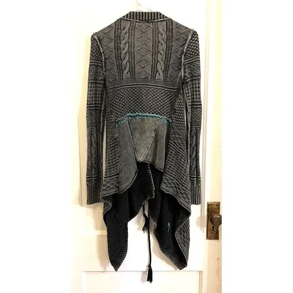 Free People Gray Blue All Washed Out Cable Knit Duster Cardigan  Women's Size XS - Picture 7 of 11